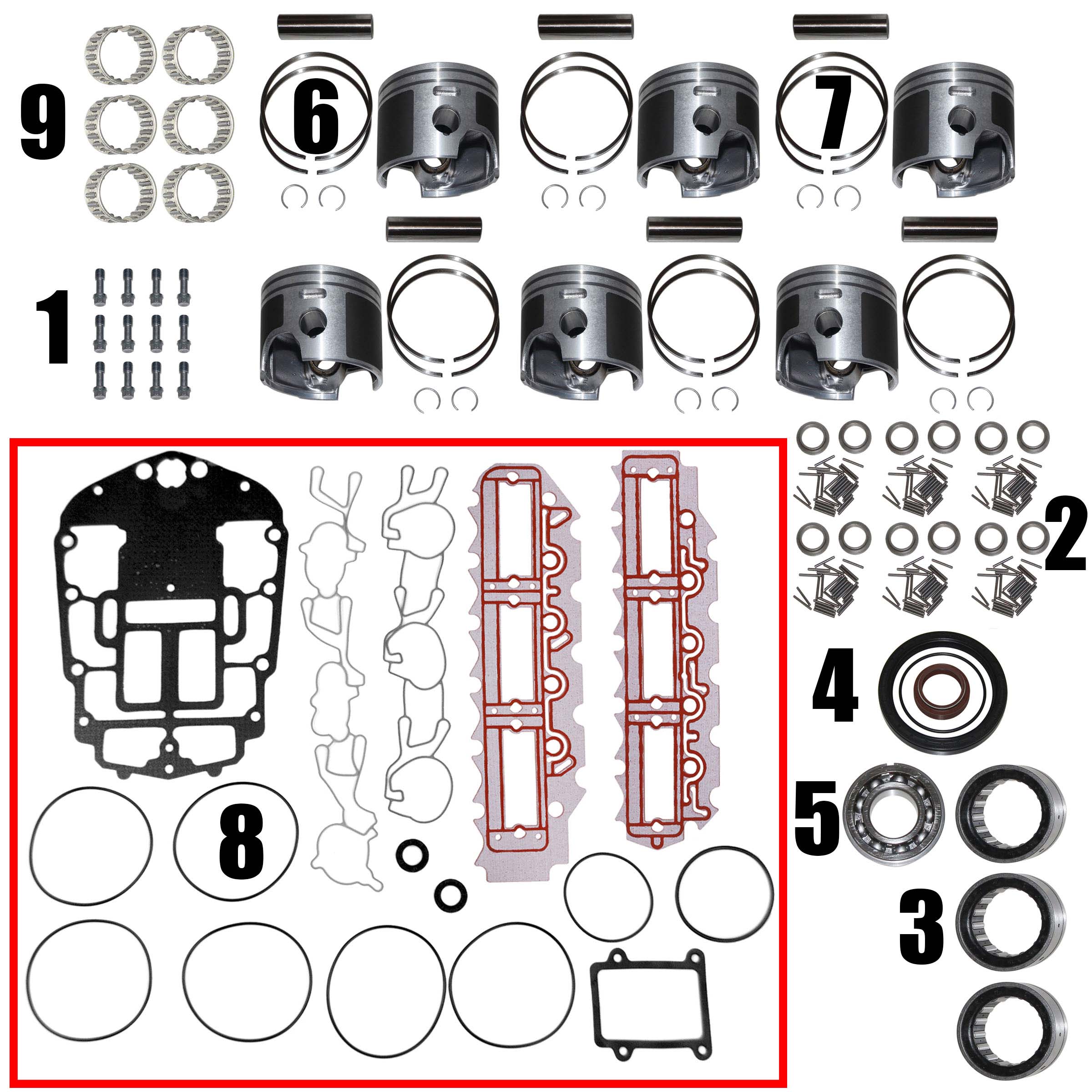 Engine Rebuild Kit Standard OMC V6 60 Deg Eagle Series All Carbureted ...